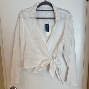 NEW Cynthia Rowley Cream Wrap Blouse